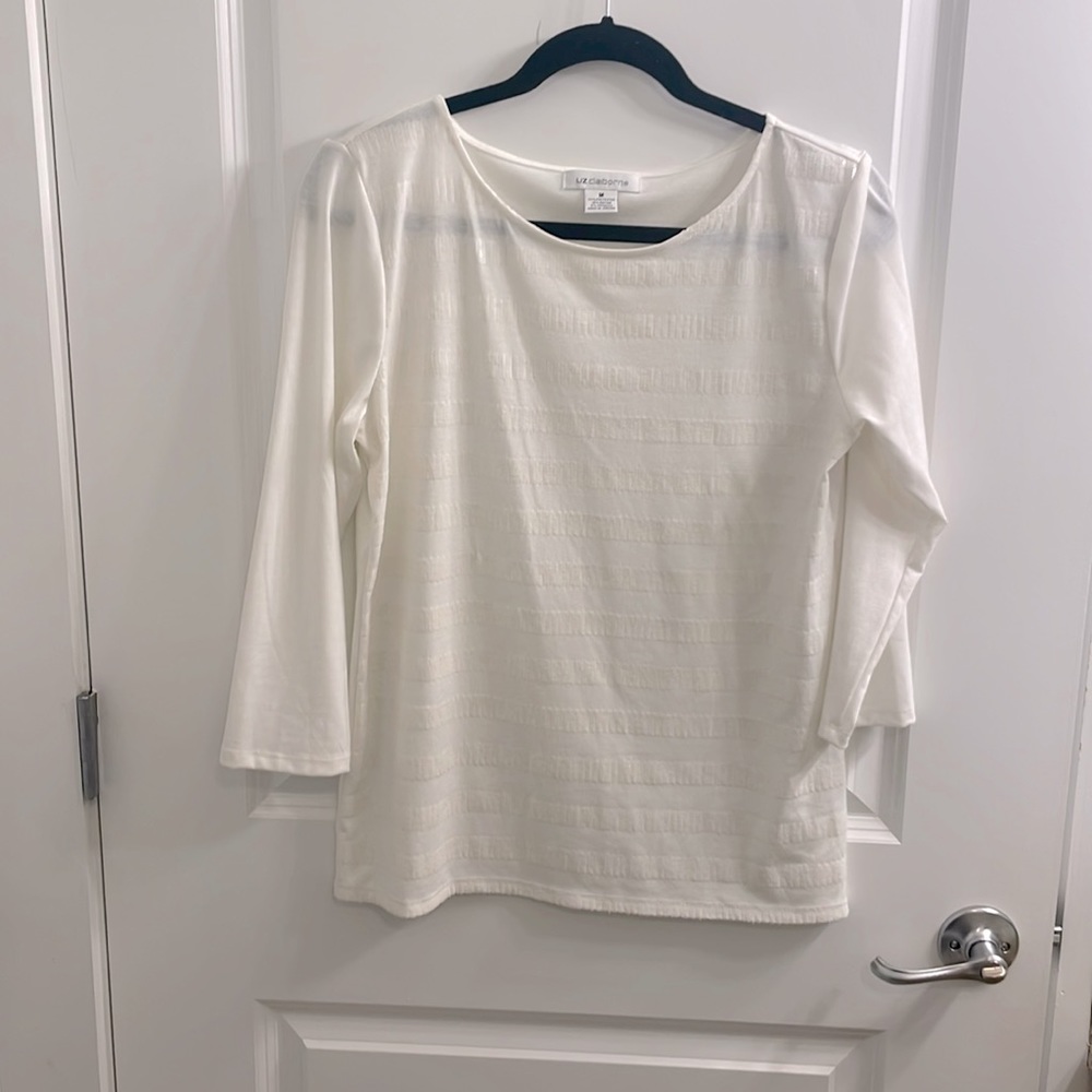 Iiz clairborne striped sequin top